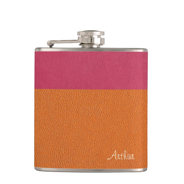 Petaca Faux Pink and Naranja Leather (Anverso)