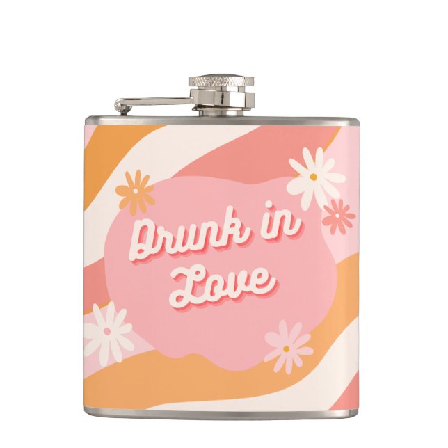 Petaca Favor de Despedida de Soltera Rosa Retro Borracha  (Anverso)