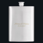 Petaca Favoritos de regalo de Boda de texto personalizar<br><div class="desc">personalizar Boda de texto regalo favorece letras de oro de frasco</div>
