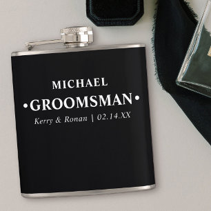 Petaca Fecha y nombre del boda Groomsman personalizado