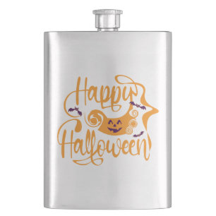 Petaca Felices murciélagos de Halloween jack o lantern