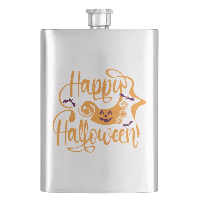 Petaca Felices murciélagos de Halloween jack o lantern (Anverso)