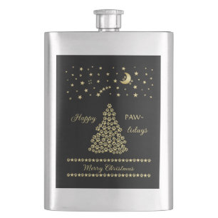 Petaca Felices Pawlidays, árbol de navidad Gold brillante
