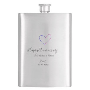 Petaca Felicidades aniversario corazón rosa azul nombre f