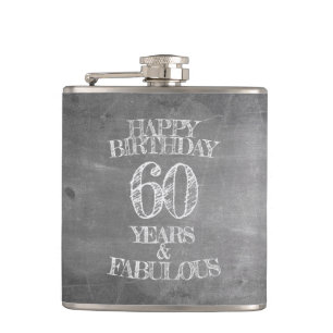 Petaca Feliz cumpleaños - 60 años y fabuloso en chalkboar