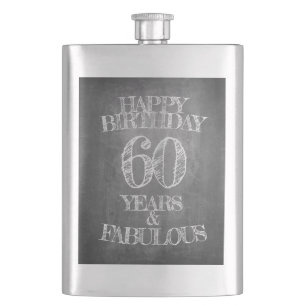 Petaca Feliz cumpleaños - 60 años y fabuloso en chalkboar