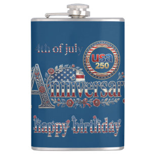 Petaca Feliz cumpleaños América 250 USA 4 de julio azul m
