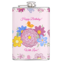 Feliz cumpleaños Flores salvajes Patrón de aves en