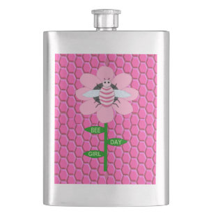 Petaca Feliz Día de la Abeja Chica Pink Birthday Bumblebe