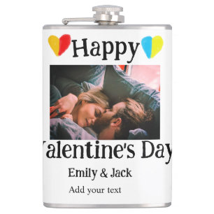 Petaca Feliz Día de San Valentín agregar foto de nombre d