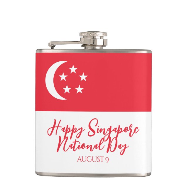 Petaca Feliz Día Nacional de Singapur, bandera de Singapu (Anverso)