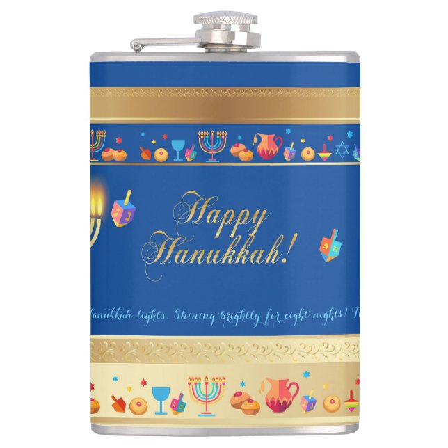 Petaca Feliz Fiesta Hanukkah Decoración Hermosa (Anverso)