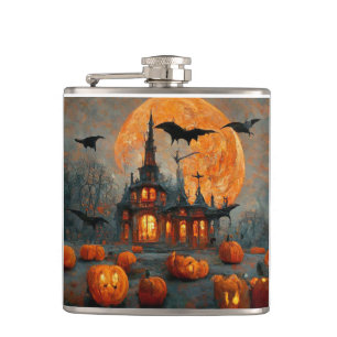 Petaca Feliz Halloween de 6 onzas. Diseño del matraz envu
