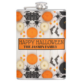 Petaca Feliz Halloween Naranja Calabaza