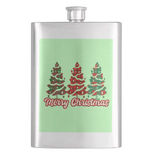Petaca Feliz Navidad Diseño de árboles de cuadros de Buff