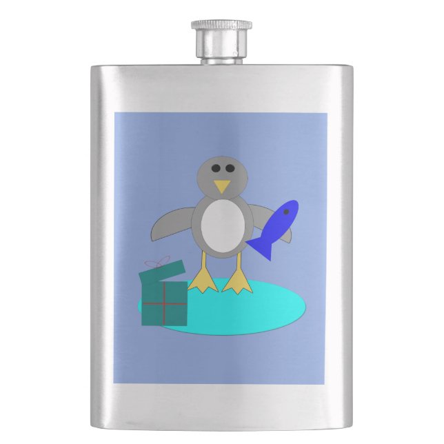 Petaca Feliz Navidad Pesca con frascos de pingüino (Anverso)