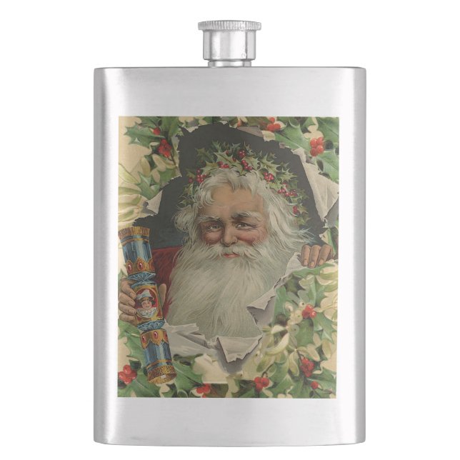 Petaca Feliz Navidad Santa Claus Clásico antiguo (Anverso)