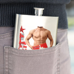 Petaca Feliz Navidad SlipperyJoe regalo de plata blanca r