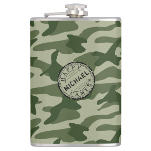 Petaca Feliz viaje de Camper Olive Green Camo Name Campin