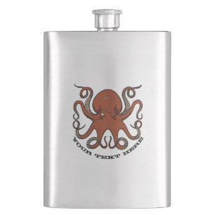 Petaca Feroz Tentacles de pulpo rojo Personalizado con te