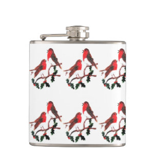 Petaca Festividad de Bird Art Holly Robins