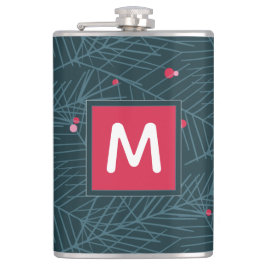 Petaca Festividad Personalizado de Monograma Moderno Spru