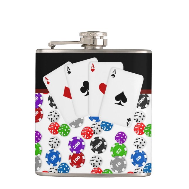 Petaca Fichas de dados y Ases de Poker (Anverso)