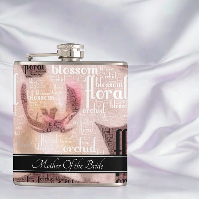 Petaca Fiesta de boda personalizada Rosa Madre de oro de  (flask front design)