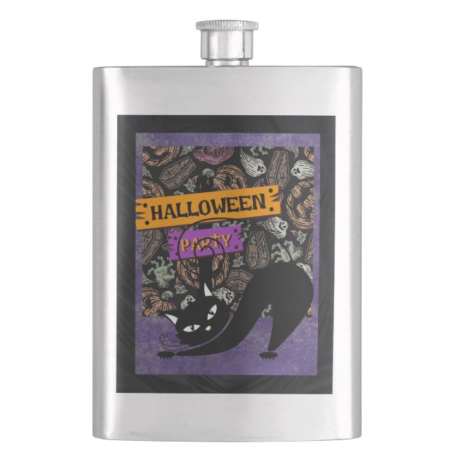 Petaca Fiesta de Halloween y Gato Negro (Anverso)