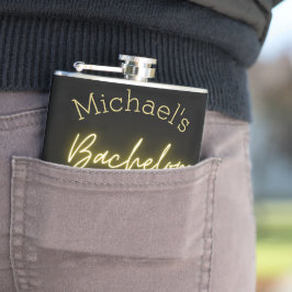 Petaca Fiesta de Soltero Moderna Minimalista Negra y Dora