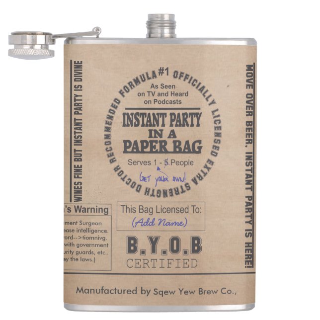 Petaca Fiesta En Un Personalizable De Bolsa De Papel (Abierto)