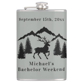 Petaca Fin de semana de caza de ciervo gris rústico para 