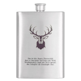 Petaca Flachmann mit Hirsch "Leitspruch" / Hip flask deer
