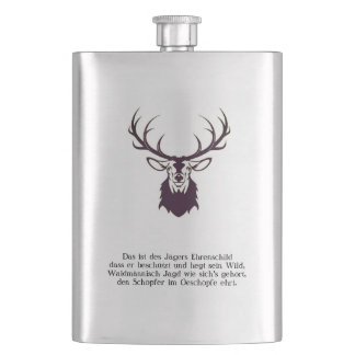 Petaca Flachmann mit Hirsch "Leitspruch" / Hip flask deer