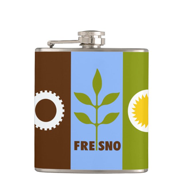Petaca Flag of city of Fresno, California Hip Flask (Anverso)