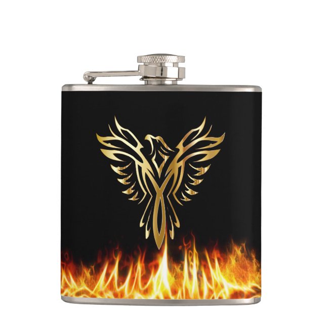 Petaca Flamas Black Gold Phoenix de 6 oz. (Anverso)