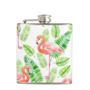 Petaca Flamencos y hojas tropicales