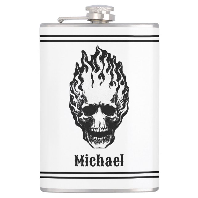 Petaca Flaming Skulls Personalized (Anverso)