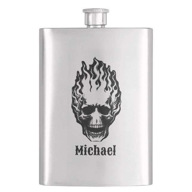 Petaca Flaming Skulls Personalized (Anverso)