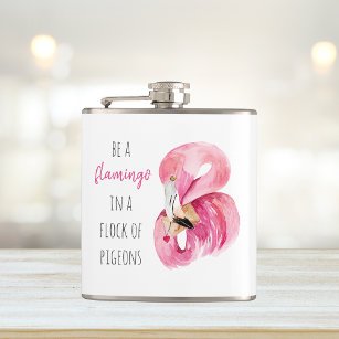 Petaca Flamingo De Color Rosa Exótico Moderno Con Cita