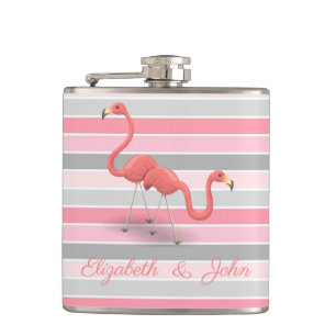 Petaca Flamingos Lindos , Rayas,Personalizados