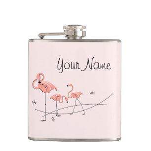 Petaca Flamingos Tiro Rosado Nombre matraz envuelto