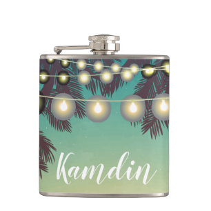 Petaca Flask Beach personalizado Sunset Palm Tree String 
