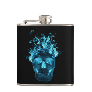 Petaca Flask Blue Fire Skull