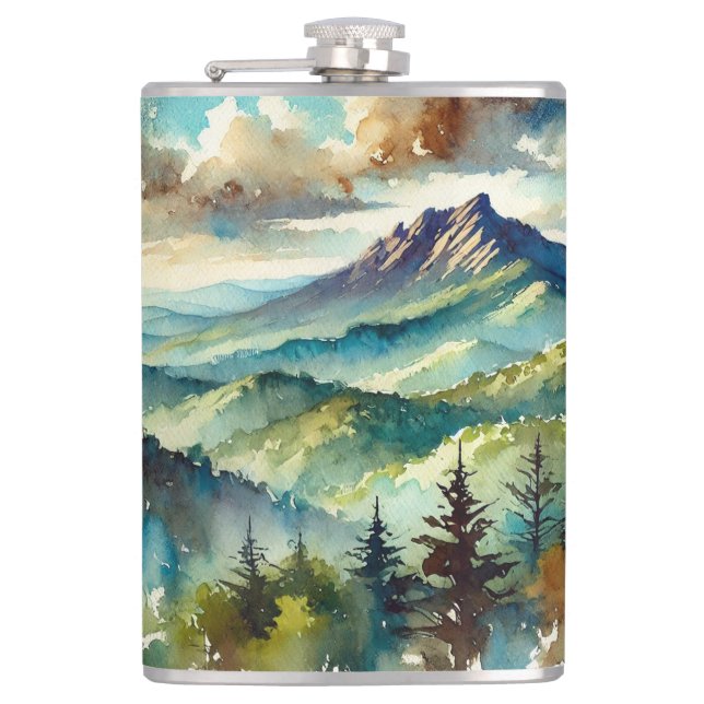 Petaca Flask con diseño de paisajes de montaña - Adventur (Anverso)