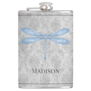 Petaca Flask Damask de la libélula azul