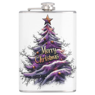 Petaca Flask de árbol de navidad púrpura brillante