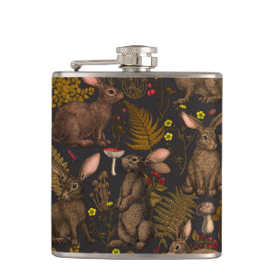 Petaca Flask de conejos y bosques