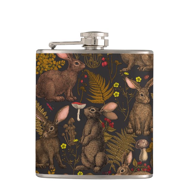 Petaca Flask de conejos y bosques (Anverso)