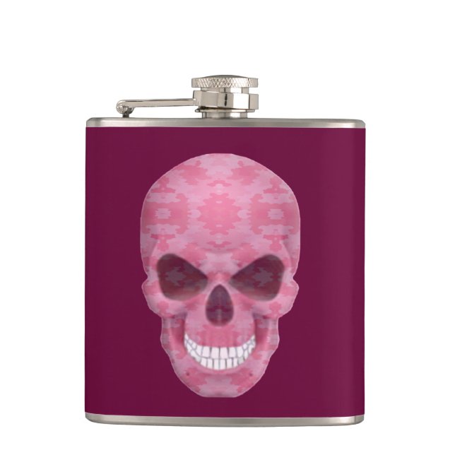 Petaca Flask de cráneo de camuflaje rosa (Anverso)